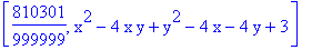 [810301/999999, x^2-4*x*y+y^2-4*x-4*y+3]